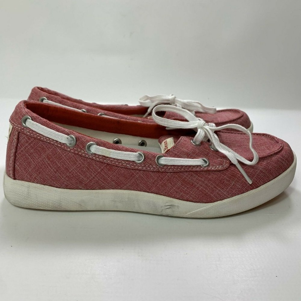 LL Bean Canvas Deck Boat Shoe Loafers Item ID 287089 Red Womens Size 9 - Picture 5 of 8